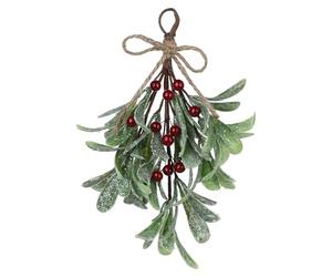 Artificial Faux Branches - Frosted Fake Sprigs Bunches Stems, Winter Greenery Decoration | Artificial Mistletoe Spray for Holiday Home Decor, Indoor Christmas Floral Arrangement Accent