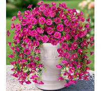 Artificial Faux Hanging Flowers Plant for Outdoor Decor,2 PCS Fake Silk Morning Glory with Eucalyptus UV Resistant Realistic Trailing Vine for Wall Home Porch Patio Balcony Yard Indoor Decor, Fuchsia