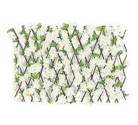 Artificial Faux Hedge Panel with Colorful Flower Leaves Expandable Trellis for Garden Fence Decoration Privacy Screen Outdoor Landscaping (Weather Resistant Easy Installation)