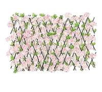 Artificial Faux Hedge Panel with Flowers Expandable Trellis Garden Fence Decoration (Rose Small) Perfect for Privacy Landscaping and Outdoor Spaces
