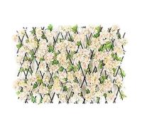 Artificial Faux Hedge Wooden Hedge with Artificial Flower Leaves Garden Decoration Screening Expanding Trellis Screen Garden Fences(Champagne,S)