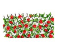 Artificial Faux Iv Hedge Garden Decoration Screening Expanding Trellis Privacy Screen Retractable Fence Fencing Garden Fences(S/Red)