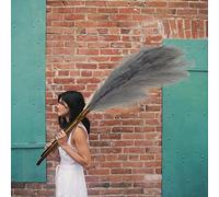 Artificial Faux Pampas Grass Large, 47"/120cm Bundle of 3 Fake Artificial Pampas Grass Tall Fluffy Stems, Floor Vase Filler for Living Room Kitchen Boho Decor Wedding - Light Grey