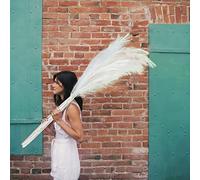 Artificial Faux Pampas Grass Large, 47"/120cm Bundle of 3 Fake Artificial Pampas Grass Tall Fluffy Stems, Floor Vase Filler for Living Room Kitchen Boho Decor Wedding - White