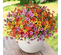 Artificial Faux Plants Flowers Outdoor Spring Summer Decoration, 12 Bundles Fake Silk Colorful Daisy Flowers Look Real UV Resistant No Fade for Garden Porch Window Box Pot Planters Decor(Mix)