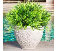 Artificial Faux Plants Outdoor Spring Decoration, 16 Bundles UV Resistant Fake Plastic Greenery Shrub Plant for Outside Home Planter Porch Patio Window Yard Decor (Mix)