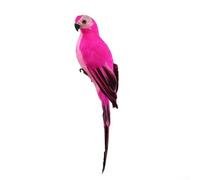 Artificial Feather Parrot Garden Ornament with Wire Clip, Realistic Foam and Feather Bird Statue for Yard Lawn Wedding Decoration, Multicolor Decorative Animal Figurine(plum red)