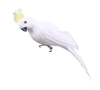 Artificial Feathered Parrot Statue 25cm Realistic Bird Ornament with Wire Clip and Feet for Garden Decoration Indoor Outdoor Lawn Tree Display Crafts Projects Animal Model(crown yellow and white)