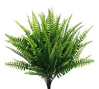 Artificial Fern Boston Plants, Plastic Shrubs Grass Fake Greenery Ferns Bushes for Home Garden Office Kitchen Outdoor Indoor UV Resistant Wedding DIY Decor Planter Filler Christmas Decoration - 4 Pack