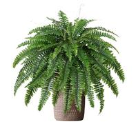 Artificial Ferns,20 Inch Realistic Fake with 26 Fronds | Artificial Ferns for Outdoors UV Resistant - for Front Door Garden Porch Pathway Indoor Home Decor Pot Planter Baskets