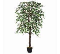 Outsunny 160Cm/5.2Ft Artificial Ficus Tree Fake Plant In Pot Indoor Outdoor, Green
