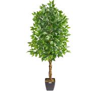 Artificial Ficus Tree Realistic Faux House Plant Decoration in Pot Christow Green 3ft
