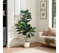 Artificial Fiddle Leaf Fig Tree,152cm Faux Ficus Lyrata with 77 Realistic Leaves,Lifelike Indoor Floor Plant for Home, Living Room, or Office,7.8in White or Black Pot