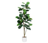 Artificial Fiddle Leaf Fig Tree 6FT, Lager Fake Plants with White Planters