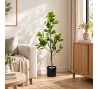 Artificial Fiddle Leaf Fig Tree 90Cm In Pot - Faux Ficus Lyrata Indoor Plant, Decorative House Plant For Home & Office
