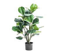 Artificial Fiddle Leaf Fig Tree, Fake Ficus Plants With Leaves Faux Fig Trees, Artificial Tree In Plastic Pot, For Home Office Living Room Decor Indoor Outdoor(130cm/4.3ft)
