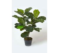 HOMESCAPES Fiddle Leaf Large Artificial Plants Indoors, Handcrafted 70cm Tall Fake Tree, Realistic Green Fiddle Leaves with Faux Moss, Artificial Outdoor Trees in Pots for Indoor Home Decor