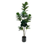 Artificial Fiddle Leaf Fig Tree with Planter, 5Ft Tall Fake Tree with Natural Wood Trunk for Home Decor, Faux Ficus Tree Fake Moss for Indoor Outdoor Home Office Perfect Housewarming