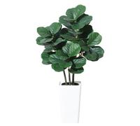 Artificial Fiddle Leaf Fig Tree With White Planter, Lifelike Faux Floor Plant With Silk Leaves, 120Cm Tall