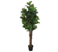 Artificial Fig Tree with 180 Leaves 150 cm Height, Green Artificial Plant Made of PEVA and Wooden Trunk, Easy-Care Plastic Pot, Ideal for Living Room, Office, Balcony, Garden, Indoor, Outdoor
