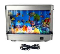 Artificial Fish Aquarium - LED Glow Light, Decorative Fake Tank Motion Fish | Realistic Kids babys Children Room Night Birthday Gift Desk Tabletop Fun Decor Educational Interactive Toy