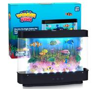 Artificial Fish Tank Virtual Ocean Toy with 2H or 6H Timer, Dimmable Lights, Mini Desk Decor, Colorful Aquarium, Motion Lamp Night Light for Kids with Moving Fish
