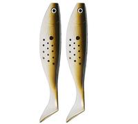 Artificial Fishing Lures 2Pcs Set Vivid Fish Like Bait Soft PVC Material for Sea Freshwater Fishing Red White Pink Yellow Green Red Black Brown Blue (Brown)