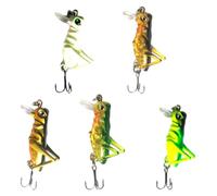 Artificial Fishing Lures Hard Bait 5 Pcs Simulation Grasshopper | Plastic Build, Green Black Yellow Gold Finish, Extra Strong Hook, for Fishing Lovers and Fish