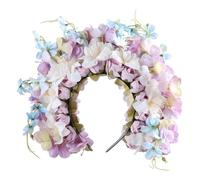 Artificial Floral Crown Elegant Silk Floral Headband Beautiful Flower Hairband Accessory Lovely Embellished Hair Decoration(Color4)