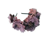 Artificial Floral Crown Flower Crown Simulation Garland Bride Large Mesh Headband Girl Curling Head Band Hair Accessories(Color3)