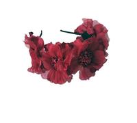 Artificial Floral Crown Flower Crown Simulation Garland Bride Large Mesh Headband Girl Curling Head Band Hair Accessories(Color7)
