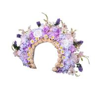 Artificial Floral Crown Headband Artificial Floral Crown Multicolor Double-sided Hair Wreath Wedding Headband Bridal(Color10)