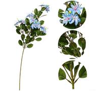Artificial Floral Lily Bouquet for Table Centerpiece in Residential Spaces with Delicate Embossing and 3D Shaping (Blue)