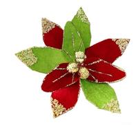 Artificial Floral Stems for Christmas For Tree Decoration, Featuring Lightweight Fabric and Red Green Gold Colors, Handcrafted for Holiday Arrangements (C)