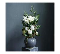 Artificial Floral Table Centerpieces, Real Touch White Faux Silk Floral Bouquets Bonsai with Leaves Plants Potted Artificial Flowers Arrangement for Home/Parlor/Kitchen for House Table Office Desk D