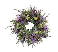 Artificial Floral Wreath, Artificial Lavender Wreath 24Inch Front Door Hanging Floral Simulation Flower Garland