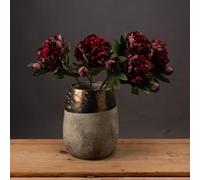 Artificial Flower, 1x Burgundy Peony Rose Flower Stem, Large Dark Red Peony with Bud Fake Flower Stem, Burgundy Peonies, Artificial Peony Stem, Valentines Flowers, Hosuewarming