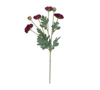 Artificial Flower 1x Realistic Purple Ranunculus Spray, Faux Silk Ranunculus Flower Stem Decoration, Fake Purple Spring Flower Stem