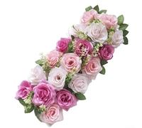 Artificial Flower Arrangement for Wedding Path Scene Decoration, 50cm Silk Rose Display with 18 Blooms, DIY Home Garden Décor in Multiple Colors(Is red)