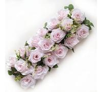 Artificial Flower Arrangement for Wedding Path Scene Decoration, 50cm Silk Rose Display with 18 Blooms, DIY Home Garden Décor in Multiple Colors(Light pink)