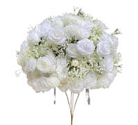 Artificial Flower Ball Road Leading Wedding Decoraion Rose Baby's Breath Flower Table Centerpiece Decor Window Display Decor for Home Decoration(Cream)