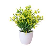 Artificial Flower Bonsai High Simulation Plastic Plant Realistic Artificial Bonsai Fake Flower Potted Flower Home Desktop Decor Christmas Birthday Gifts, Yellow