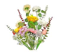 Artificial Flower Bouquet 20 Pieces of Artificial Spring Summer Flower Bunch Roses Tulips Peonies Floral Arrangement Wedding Party Table Centrepieces Home Decor (Colourful Bunch)
