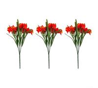 Artificial Flower Bouquet, 35Cm Silk Cloth 3Pcs Realistic Fake Daffodils Flowers Vibrant Soft Indoor Potted Plants For Home(Orange-red)