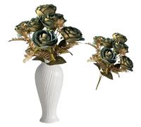 Artificial Flower Bouquet Faux Plant - 1 Bunches Fake Floral Blue and Gold for Wedding Home Decor 5703