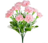 Artificial Flower Bouquet Featuring 10 Carnation Heads for Home Office Apartment Decor Wedding Tablescape and Creative Studio Setup (Light Pink)