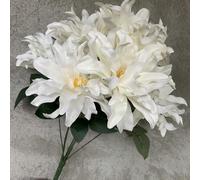 Artificial Flower Bouquet For Unique Decor Seven Dahlia Arrangement In Purple And Blue For All Occasions(White)