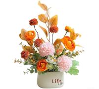 Artificial Flower Bouquet Set With Vase Plastic Lifelike Floral Arrangement Nordic Minimalist Design For Home Office Decor Tabletop Stable Space-Saving Sizes 26x31cm 29x35cm Season(A)