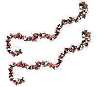 Artificial Flower Garlands, 7.6ft/2.3m Silk Rose Vine, Hanging Artificial Flowers for Decoration, Fake Flower Garland for Home, Wedding, Party, Indoor & Outdoor, Garden Decorations (Pink)
