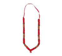 Artificial Flower Haar Mala Ribbon Indian Garland Beaded for Idol God Photo Frame Mandir Indian Décor Traditional Mala Ornament Decoration Pooja Sringar Article (Red (30cm))